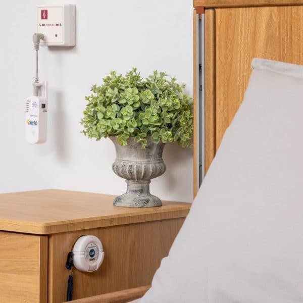 Alerta Wireless Alert Nurse Call Button on Bedside Cabinet
