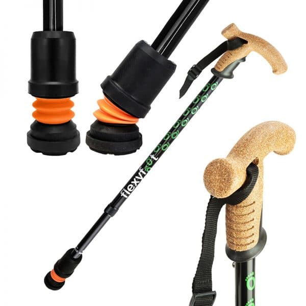 FlexyFoot Telescopic Walking Stick with Cork Derby Handle - Image 2