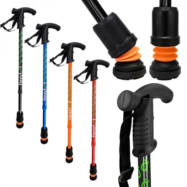 FlexyFoot Telescopic Walking Stick with Derby Handle