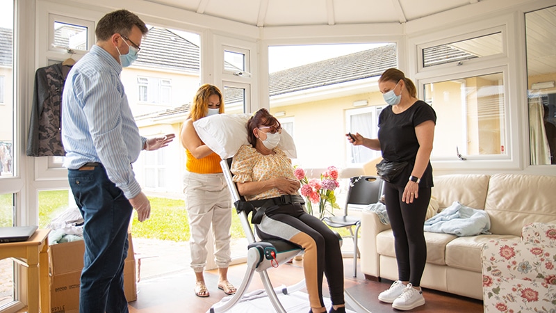Training session being carried out in a care home for the Raizer Lifting Chair