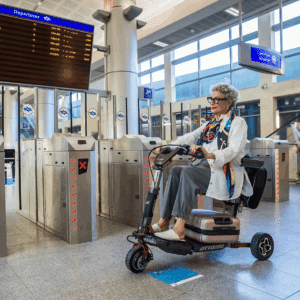 Mobility scooter in airport