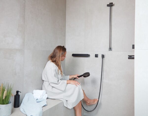 Black Vitility Contemporary Grab Rail in Shower