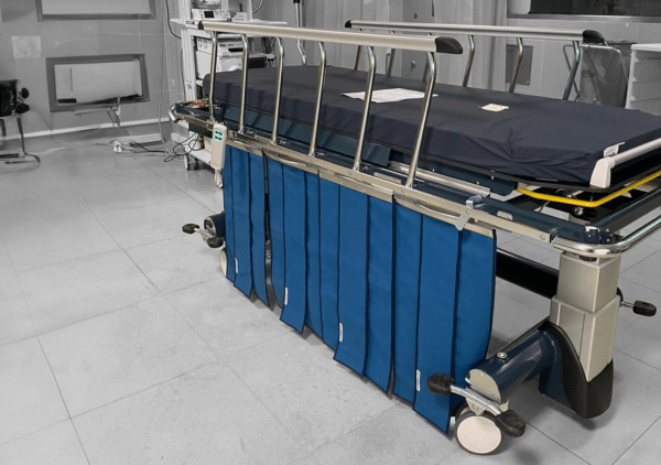 Rear view of lead skirts Fluoroscopy Stretcher