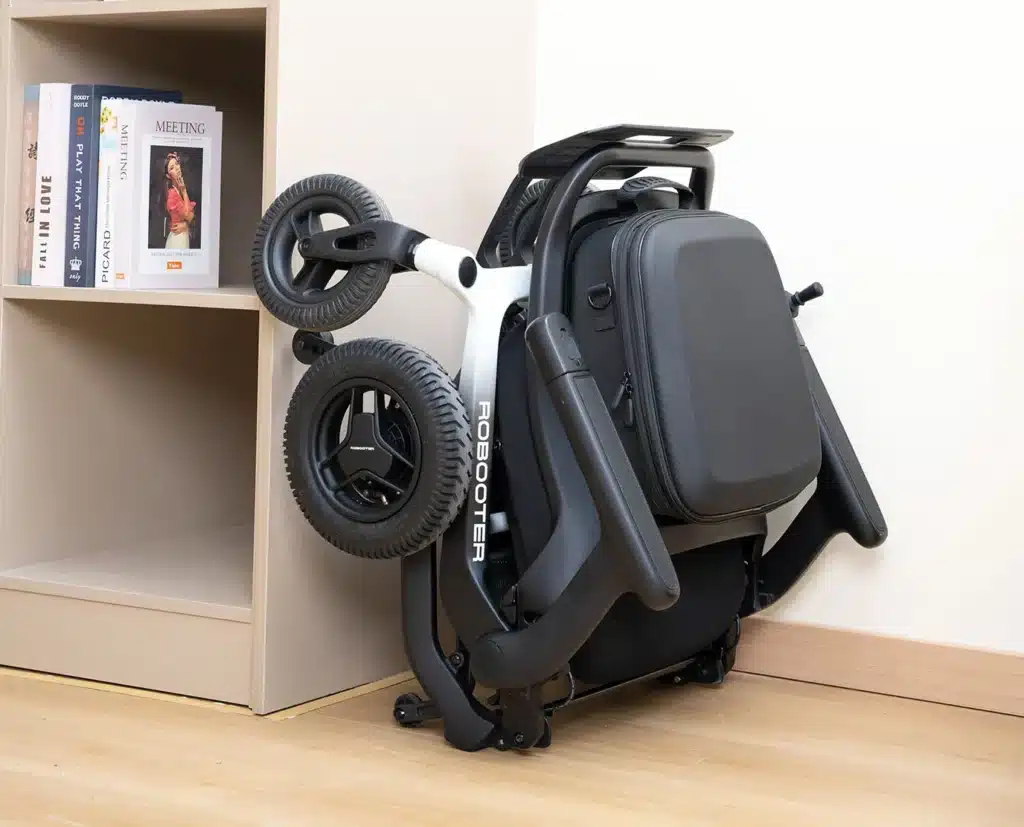 Robooter E80 powerchair in folded position