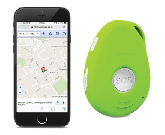 simple smartphone with green SOS button